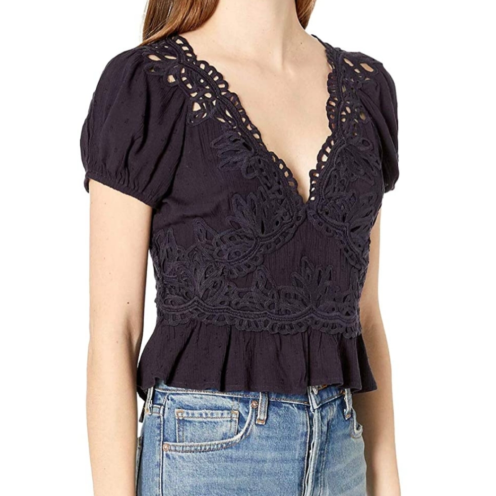 Free People sweet roses pullover blouse